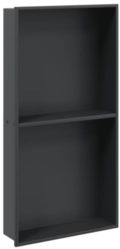 vidaXL Duschnische Mattschwarz 32x62x9 cm Edelstahl