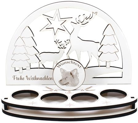 Dekolando Deko Schwibbogen Teelichthalter Harzer Fuchs Personalisiert Weihnachten Weihnachtsdekoration Adventskranz Lichterbogen Kerzenbogen Schmuckbogen Adventslicht