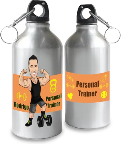 Genérico Garrafa para àgua personalizada com caricatura de Personal Trainer.