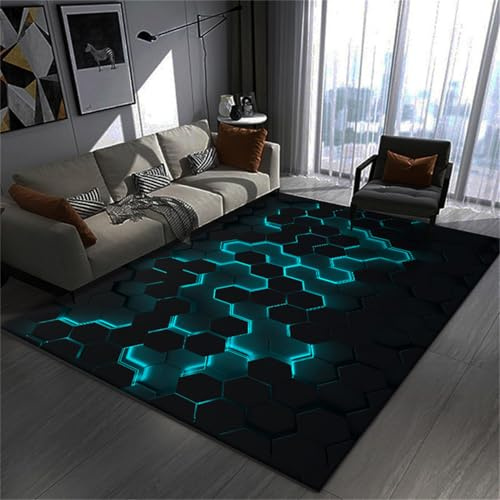 RUILBJ Gaming Teppiche 3D Visual Cool Line Style Decorative Carpet, rutschfeste Bodenmatte Wohnzimmer Sofa Tisch Teppich, Geeignet Für Teenager Schlafzimmer E-Sport Zimmer (Farbe 6,120x160 cm)