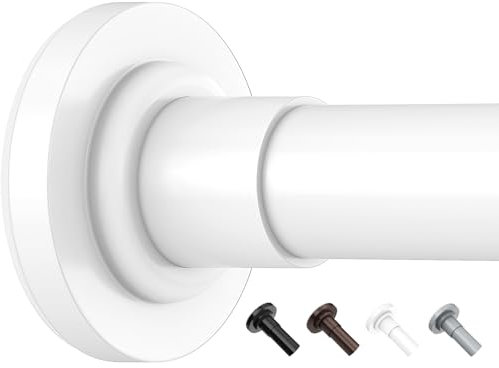 Yeabett Bastone per tende telescopico per bagno o finestre, senza foratura, antiscivolo, antiruggine, 53-119 cm, colore: bianco