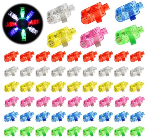 XPJBKC 60 Pcs Fingerlichter, Gastgeschenke Geburtstag Fingerlicht, Kleinigkeiten Leuchtspielzeug, Leuchtringe Mini Leuchtendes Spielzeug, Halloween Leuchtringe(Multicolor)
