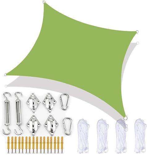 Voile d'ombrage rectangulaire imperméable et anti-UV pour jardin avec kit de fixation robuste, idéal pour terrasse 15