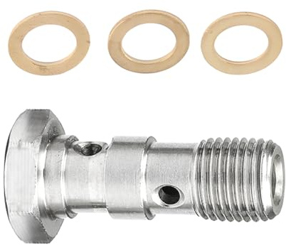 JNNJ Moto Freno Banjo Bulloni Kit Pinza Freno Cilindro Maestro, Bullone Banjo Raccordi Acciaio Banjo, Metrico Filettatura Freno Raccordo Adattatore, Auto Doppio Banjos Bullone Metrico(M10x1.25)