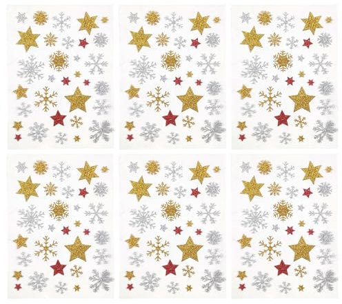 292 pcs weihnachtssticker,sticker weihnachten,aufkleber glitzer sterne,weihnachtsaufkleber selbstklebend gold,kinder stern,schneeflocken stickers,zum weihnachts,basteln aufkleben christmas