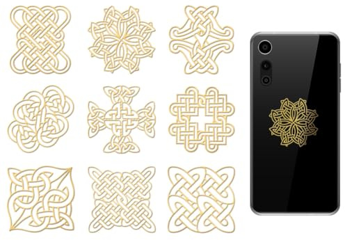 OLYCRAFT 9 Stück 4x4cm Keltische Knoten Metallaufkleber Wikinger Metall Goldaufkleber Selbstklebende Bildaufkleber Selbstklebende Goldaufkleber Dekorationsaufkleber Für Sammelalben Telefon