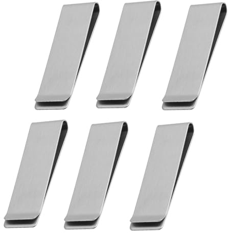 Geldklammern aus Edelstahl, Geld- und Kartenhalter, Robuste und Superschlanke Geld- und Kartenhalter, Minimalistische Geldbörsenklammern, Ideal für den Alltag,6 Stück