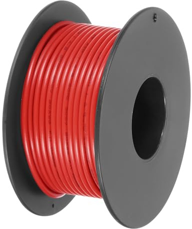 sourcing map 20AWG Stranded PVC Hookup Wire 15M/49ft Red, Electrical UL1007 Spool Tinned Copper Wire for Internal Connecting, Marine