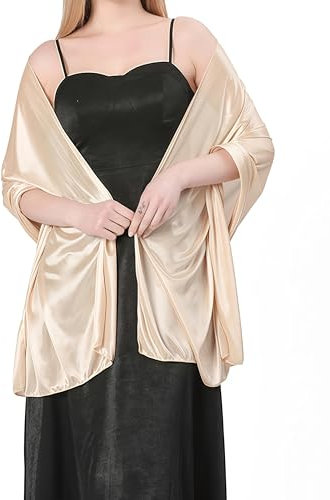 YKDLLF Damen Halstuch Polyester Sommer Schal Festliche actory Heidi Polyester Schal Damen Seidenweich und Federleicht Eleganter Halstuch Premium (champagner-farbe)