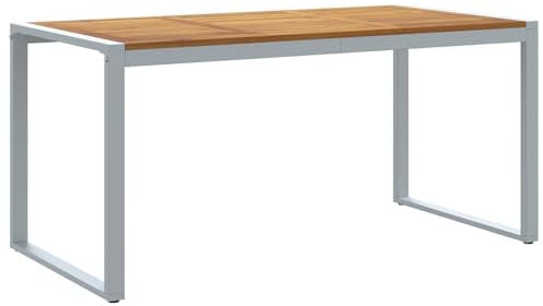 vidaXL Outdoor-Esstisch Grau 160x80x75 cm Stahl & Massivholz Akazie