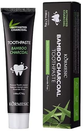 Bamboo Activated Charcoal Toothpaste - 85g - Natural Teeth Whitening, Fresh Breath & Mouth Guard