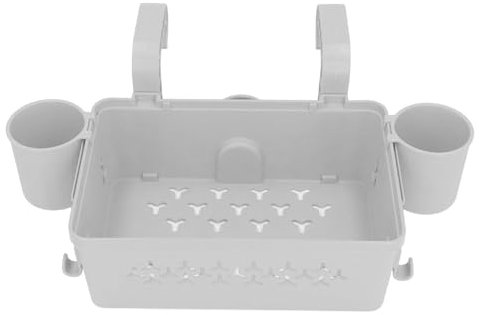 Vvikizy Aufbewahrungskorb Am Pool, Hängekorb für Schwimmbäder, Zubehör für Oberirdische Pools mit 2 Pool-Getränkehaltern, Poolkorb aus Verdicktem Kunststoff für Schwimmbrillen,