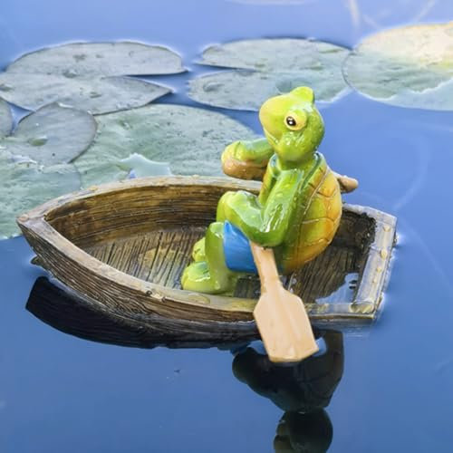 Dekofigur Garten Teich Schwimmende Frosch Deko Gartenfiguren Außen Wetterfest Harz Statue Miniteich Deko Tierfigur Gartendeko Für Draußen Teich Gartenteich Teichdeko Balkon Miniteich Becken (M)