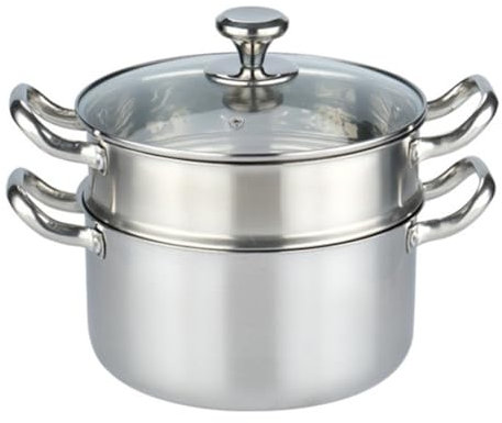 OOMRNV Sartén para Vaporera De Acero Inoxidable Múltiple para Cocinar Al Vapor,Silver-22cm