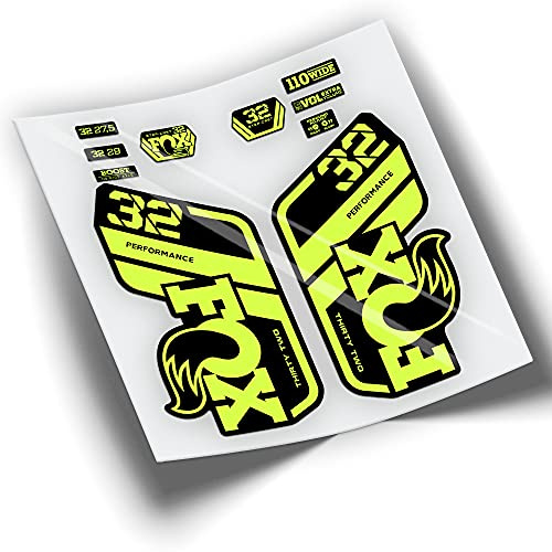 Ref: VP409 Aufkleber, kompatibel mit Fox 32 Gabel, Performance 2021-2024, MTB, Sticker, Aufkleber, Aufkleber für Mountainbikes, Neongelb