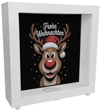 Rentier Frohe Weihnachten Rahmen Spardose aus Holz für Weihnachten lustige Geschenkidee für Sparbegeisterte