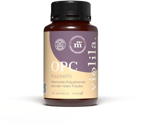 violila OPC Kapseln mit 350 mg OPC aus Traubenkernextrakt | 554 mg Polyphenole pro Kapsel | Hochdosiert & vegan | Für pflanzenbasierte Ernährung | Ohne unnötige Zusatzstoffe | 120 Kapseln