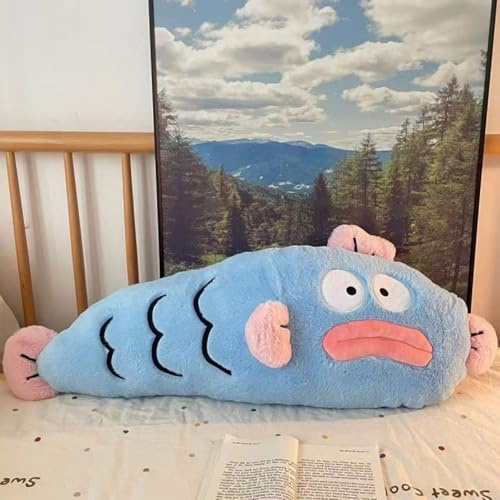 Xiyocadt Hässlicher Fisch Kuscheltier, Seltsam Plüschtier XXL, Große Lang Plüsch Kuscheltiere, Stofftier Unterstützung Beine Kissen für Zuhause, Dekoration, Geschenk,Spielzeug (blau,60CM)
