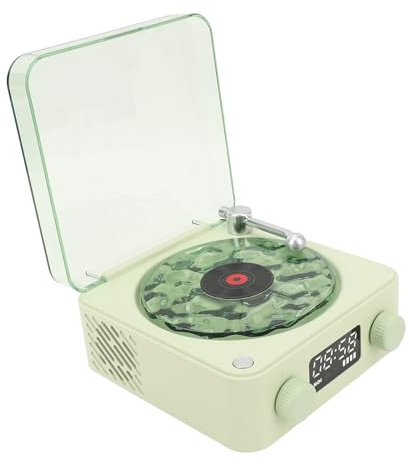 Generic Vintage Retro Record Player Bluetooth Speaker Crystal Clear Stereo Sound Portable Wireless Turntable Speaker for Home Bedroom, ABS Material (Green)