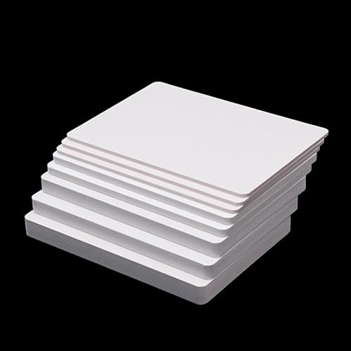 Purzen Panneau PVC Expansé Rigide Léger Surface Lisse pour Signalétique Publicité Panneaux Display Modélisme Loisirs Créatifs DIY,250mm*250mm*10mm(1pcs)