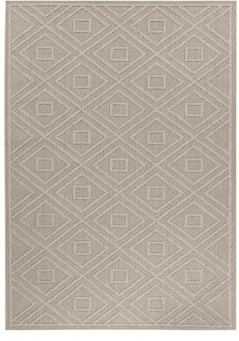 KADIMA DESIGN In- & Outdoor-Teppich Rautenmuster Wetterfest Waschbar Strapazierfähig Beige 80x150 cm Balkon Terrasse Küche Fußbodenheizung geeignet Pflegeleicht UV-Beständig Oeko-TEX | Cortina