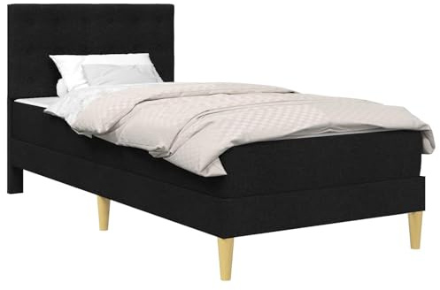 vidaXL Bettgestell mit Matratze Schwarz 100 x 200 cm Stoff, Moderner rechteckiger Bettrahmen, langlebige Schlafzimmermöbel, platzsparende Schlaflösung, komfortable Matratzenbasis für Zuhause