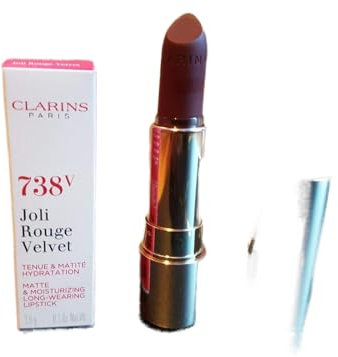 Clarins Joli Rouge Velvet Lippenstift, matt, feuchtigkeitsspendend, langanhaltend, #738V Royal Plum, 3,5 g