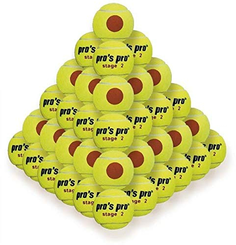 Pros Pro - Stage 2 - Tennisbälle - Trainer Bälle - Traingsball - ideal für Kinder ab 7 Jahren und Erwachsene Anfänger - 60 Stück
