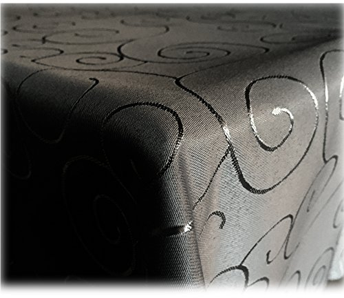 JEMIDI Tischdecke Ornamente Seidenglanz Edel Tisch Decke Tafeldecke 31 Größen und 7 Farben Schwarz 130x300