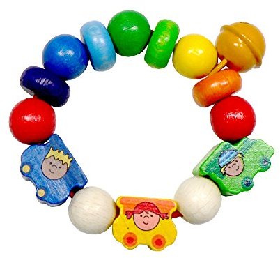 Hess Holzspielzeug 11062 - Rassel aus Holz Bimmelbahn, Spiel, 12 cm