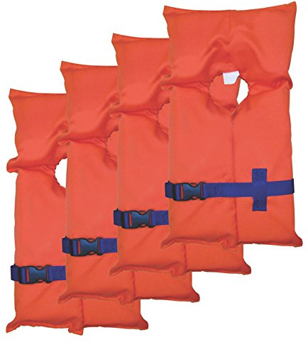 Stearns 4-Pack of PFD Life Vests, USCG-Approved Type II Life Jackets, Universal Size, Flotation Vests for Boat & Swim Safety