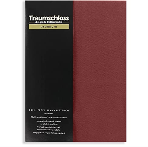 Traumschloss Premium Edel-Jersey Spannbettlaken 90-120x200-220 Bordeaux