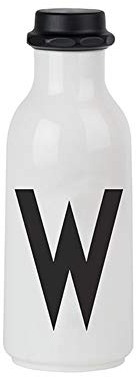 Design Letters Persönliche Trinkflasche Weiß (W) | BPA-Frei | 500 ml | Tritan Wasserflasche im Nordisches Design | Auslaufsicher | Spülmaschinengeeignet | erhältlich von A-Z