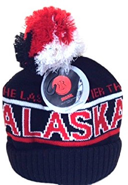 Robin Ruth Alaska Beanie Mütze schwere Qualität schwarz rot weiß Pom Pom