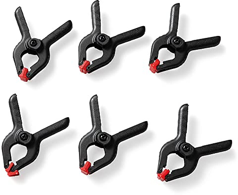 Dekton 6PC 2 Pro Clamp with 30mm Jaw Opening, Heavy Duty Rubber Non-Slip Grip, Durable Tough Plastic Construction, Hinged Jaws for Improved Grip on Uneven Surfaces, Ideal for Wood & DIY Projects
