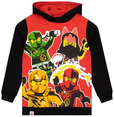 LEGO Ninjago Boys Hoodie | Kai, Lloyd, Jay And Nya Hooded Sweatshirt | Cotton Hoodie | Ninja Boys’ Hoodies | Ages 4 To 13 Years