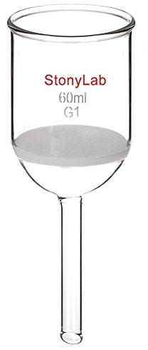 stonylab Imbuto Filtrante Buchner in Vetro Borosilicato con Fritta Grossolana (G1) Buchner Funnel, Diametro Interno 46mm, Profondità 60mm (60ml)