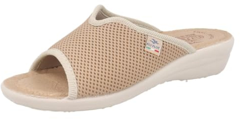 Fly Flot Damen Atella, Hausschuhe aus Elastischem Netz, Offen, Gepolstertes Fußbett aus Leder Schiebe-Sandalen
