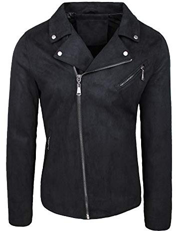 Evoga Giubbotto Giacca Uomo Trade camoscio Nero Bomber Giubbino Scamosciato (XXL)