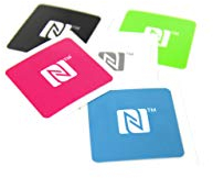 5 NFC Sticker, 25x25mm, NTAG 213, 180 Byte, NFC Logo