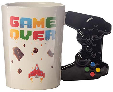 Great Gadgets Galore Ideal present gift. Game Over Mug with Controller Shaped Handle. A Fun Mug