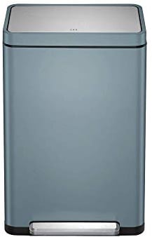 EKO X Cube Pedal Bin 20+20 Litre, Large Rubbish & Recycling Pedal Bin, Perfect for Home & Workplaces, Titanium Blue