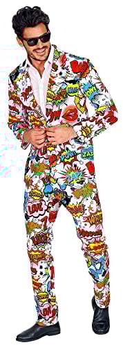W WIDMANN MILANO Party Fashion - 60er Jahre Pop Art Style Outfit, Jacke und Hose, Anzug, Faschingskostüme