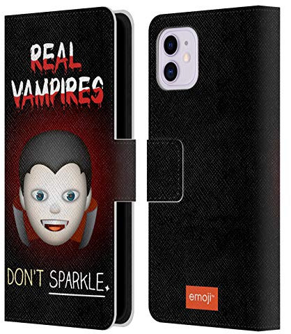 Head Case Designs Officially Licensed emoji® Real Vampires Halloween Parodies Leather Book Wallet Case Cover Compatible With Apple iPhone 11