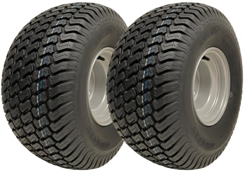 Parnells - Set mit 2 kompletten Rasenmäherrädern, 20 x 10.00-8 schlauchlose Wanda-Reifen, 4-lagig P332 + 4 Spikes, 100 mm PCD-Felgen, jeweils 540 kg bei 22 psi, 500 mm Durchmesser, 236 mm breit