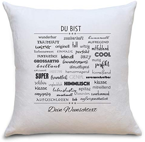 OWLBOOK Du bist Flauschiges Kissen mit Spruch Personalisiert mit Namen Geschenke Geschenkideen für die Beste Freundin zum GeburtstagValentinstag Zierkissen mit Füllung