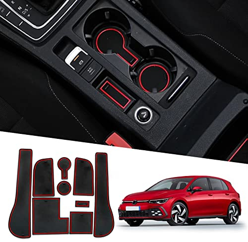 Ruiya Kompatibel mit VW Golf 7 7.5 R GTD GTI GTE 2014-2020 Auto Gummimatten Türschlitzmatte, Golf 7 Antirutschmatten Armlehne Getränkehalter Matte Mittelkonsole Rutschmatten Türnaht rutschfeste Matte