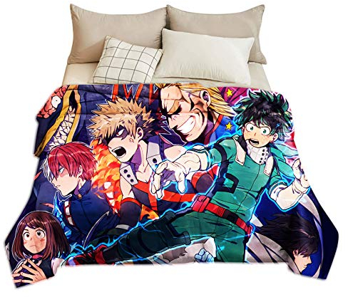 Anjinguang Anime My Hero Academia Collage Fleece Überwurfdecke My Hero Academia Ultra Soft Warm Decke Klimaanlage Super Soft Plüsch Decke für Bett Couch Sofa 80x120cm Bettdecke