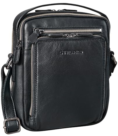 STILORD Ilkay Männer Tasche Leder Klein Vintage Umhängetasche Herrentasche kleine Messenger Bag Tablettasche 10,1 Zoll Echtleder Farbe:schwarz