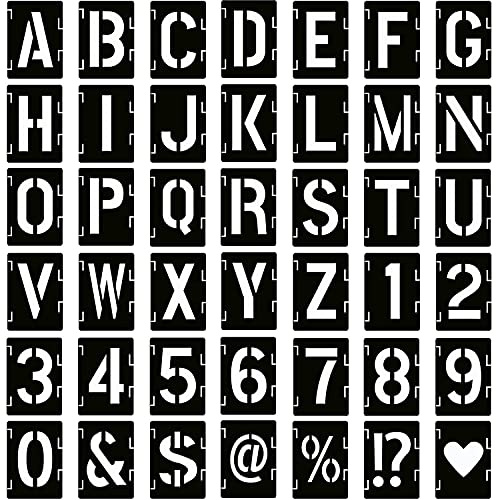 42Stücke Kunststoff Verbindbar Schablonen Set Buchstaben Zahlen Zeichen Schablonen Wiederverwendbar Alphabet Malvorlage, für Malerei auf Wand Wohnkultur DIY und Handwerk(5Zoll)